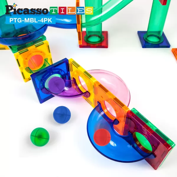 imagePicassoTiles Magnet Marble Run Tiles Pete The Cat Themed Character Marbles for Magnetic Building Block Construction Tile Maze Structures STEM Learning Pretend Play Fun Toys Girls Boys Ages 3 PTG02PTGMBL4PK