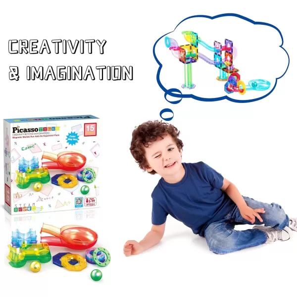imagePicassoTiles Magnet Marble Run Tiles Pete The Cat Themed Character Marbles for Magnetic Building Block Construction Tile Maze Structures STEM Learning Pretend Play Fun Toys Girls Boys Ages 3 PTG02PTG01