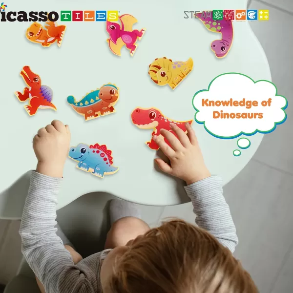 imagePicassoTiles Magnet Tile Animal Friends Action Figure Playset Mix or Match Figurine Wildlife Character Toy STEM Learning Construction Building Magnetic Tiles Educational Pretend Play Kit Ages 3 PTA29Dinosaur