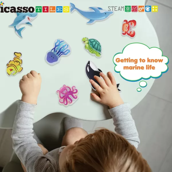 imagePicassoTiles Magnet Tile Animal Friends Action Figure Playset Mix or Match Figurine Wildlife Character Toy STEM Learning Construction Building Magnetic Tiles Educational Pretend Play Kit Ages 3 PTA29Marine