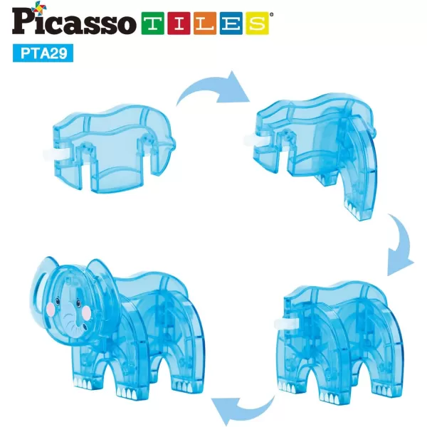 imagePicassoTiles Magnet Tile Animal Friends Action Figure Playset Mix or Match Figurine Wildlife Character Toy STEM Learning Construction Building Magnetic Tiles Educational Pretend Play Kit Ages 3 PTA29MixMatch4