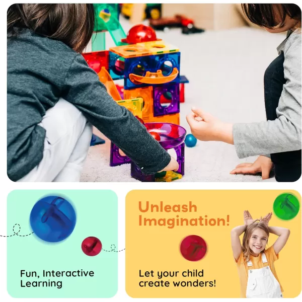 imagePicassoTiles Marble Run 100 Piece Magnetic Tile Race Track Toy Play Set STEM Building ampamp Learning Educational Magnet Construction Child Brain Development Kit Boys Girls Age 3 4 5 6 7 8 Years Old ToysPTG100