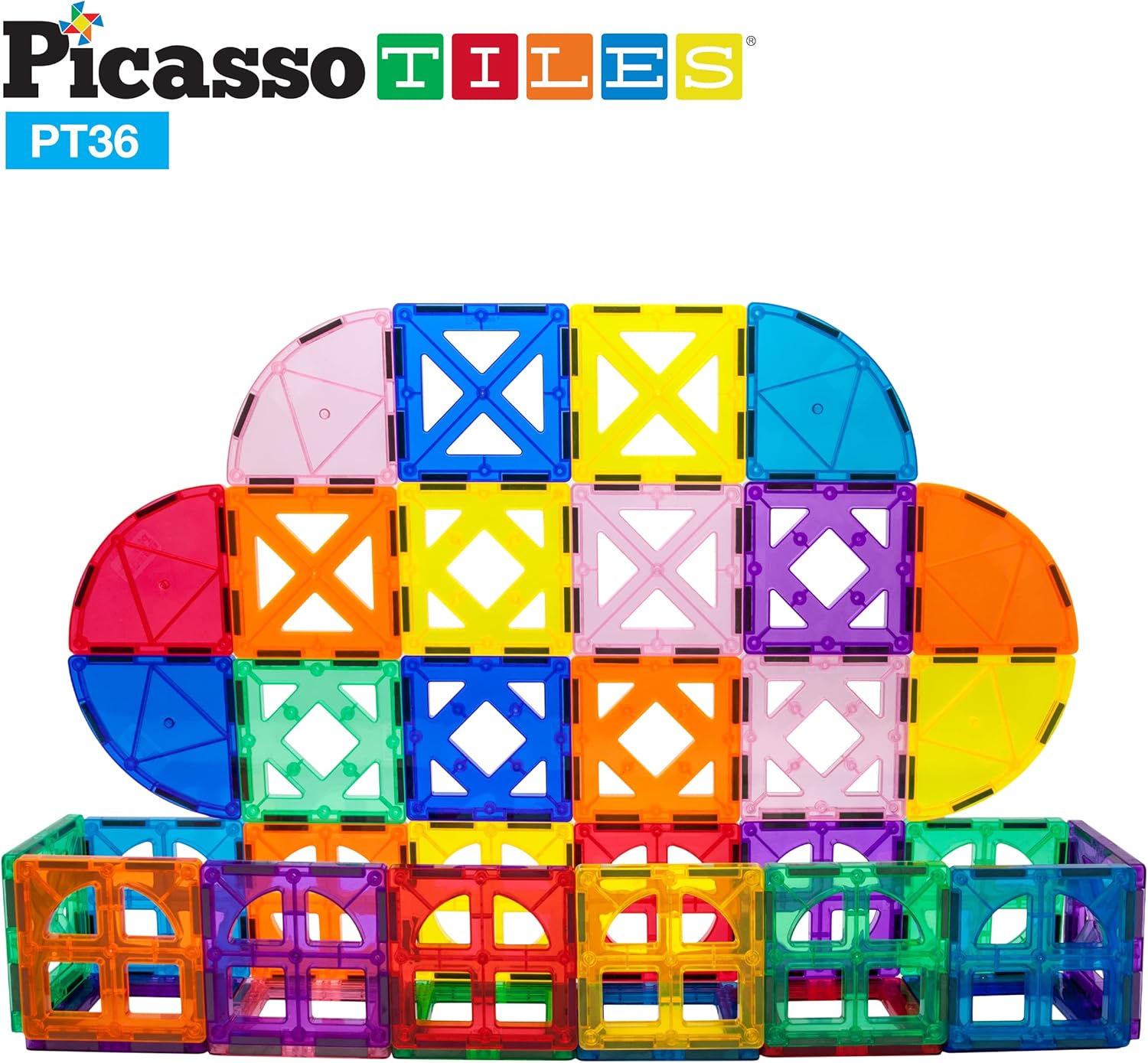 imagePicassoTiles Magnetic Building Block Rocket Booster Theme Set Magnet Construction Toy Educational Kit Engineering STEM Learning Playset Child Brain Development Stacking Blocks Playboard PT32Quarter Round and Window