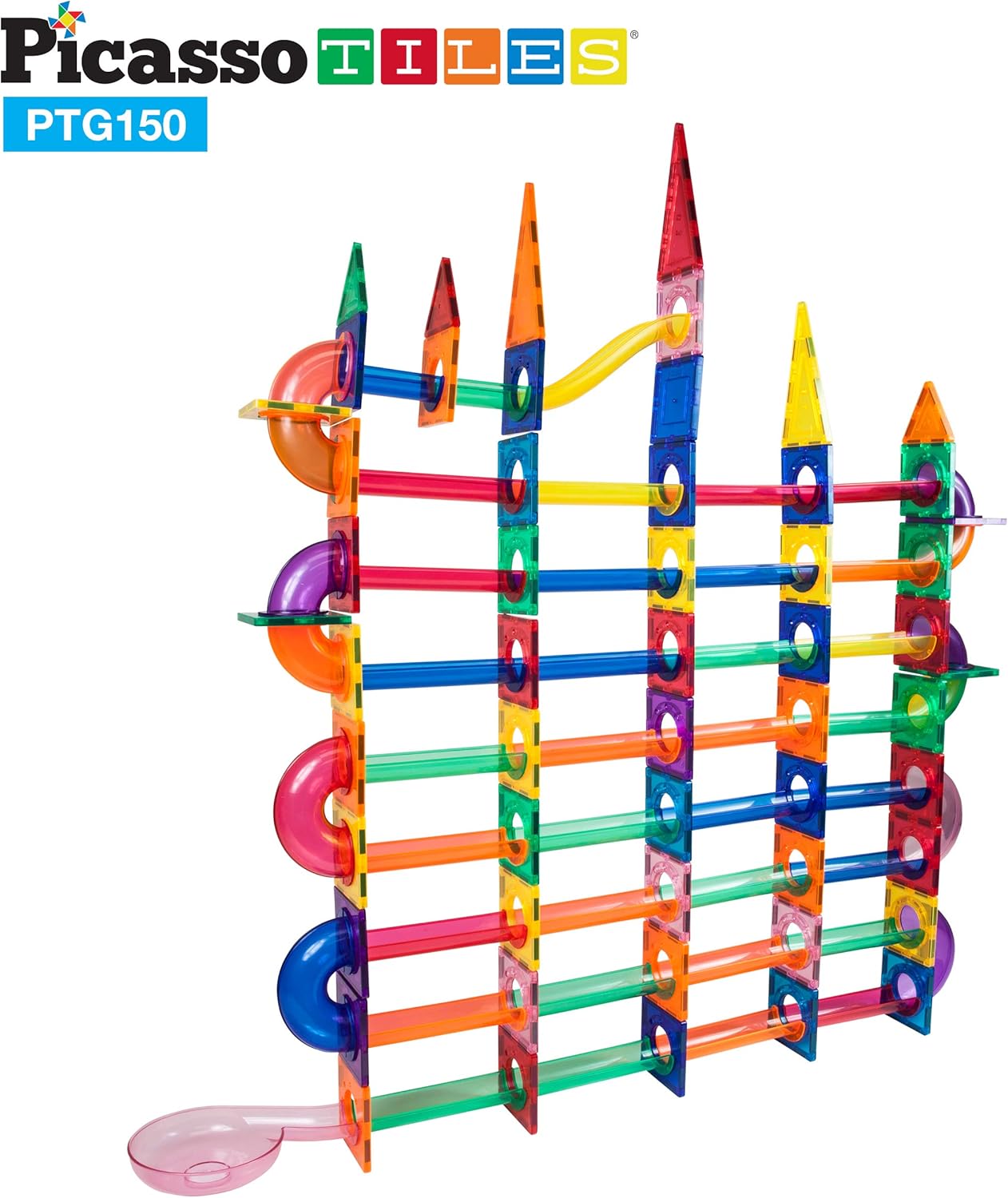 imagePicassoTiles Marble Run Magnetic Tile Race Track Toy Play Set STEM Building ampamp Learning Early Educational Child Magnet Construction Block Creative Kit Boys ampamp Girls Age 3 Years Old Toys PTG40150 Piece