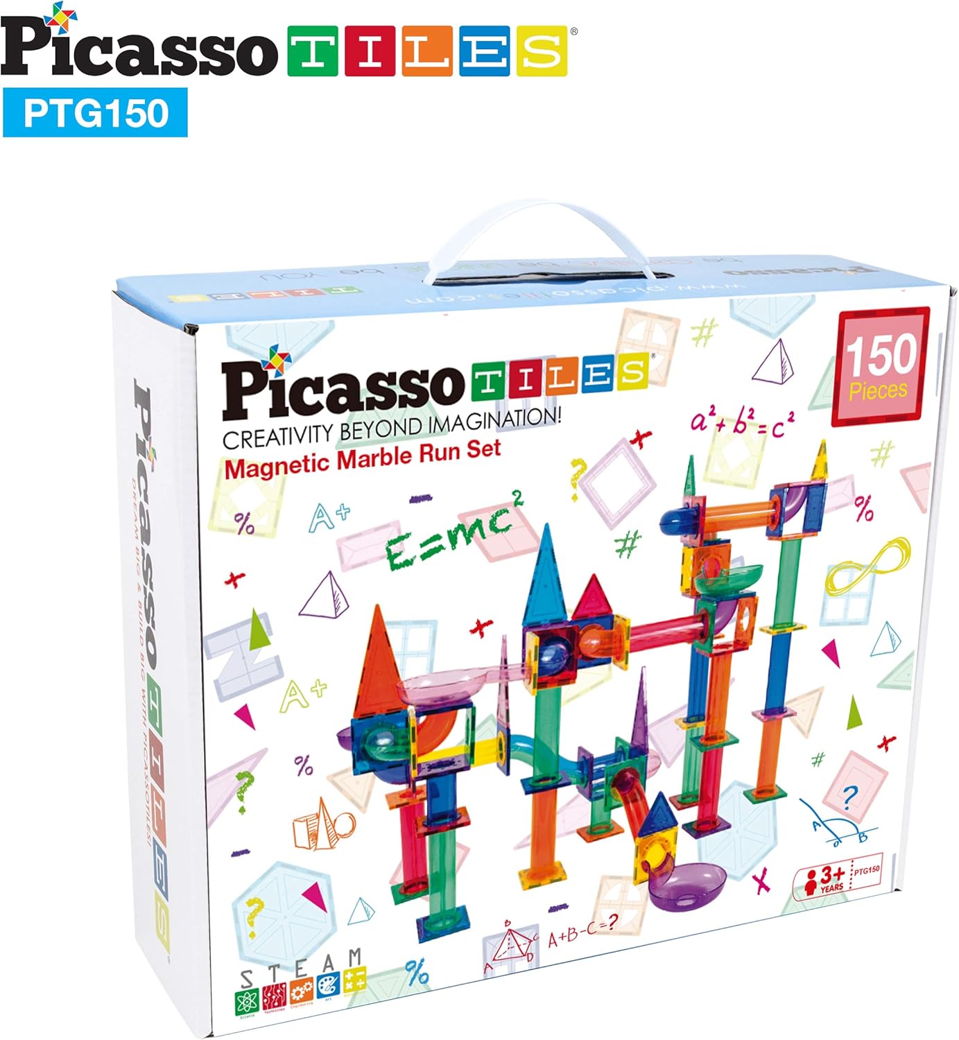 imagePicassoTiles Marble Run Magnetic Tile Race Track Toy Play Set STEM Building ampamp Learning Early Educational Child Magnet Construction Block Creative Kit Boys ampamp Girls Age 3 Years Old Toys PTG40150 Piece