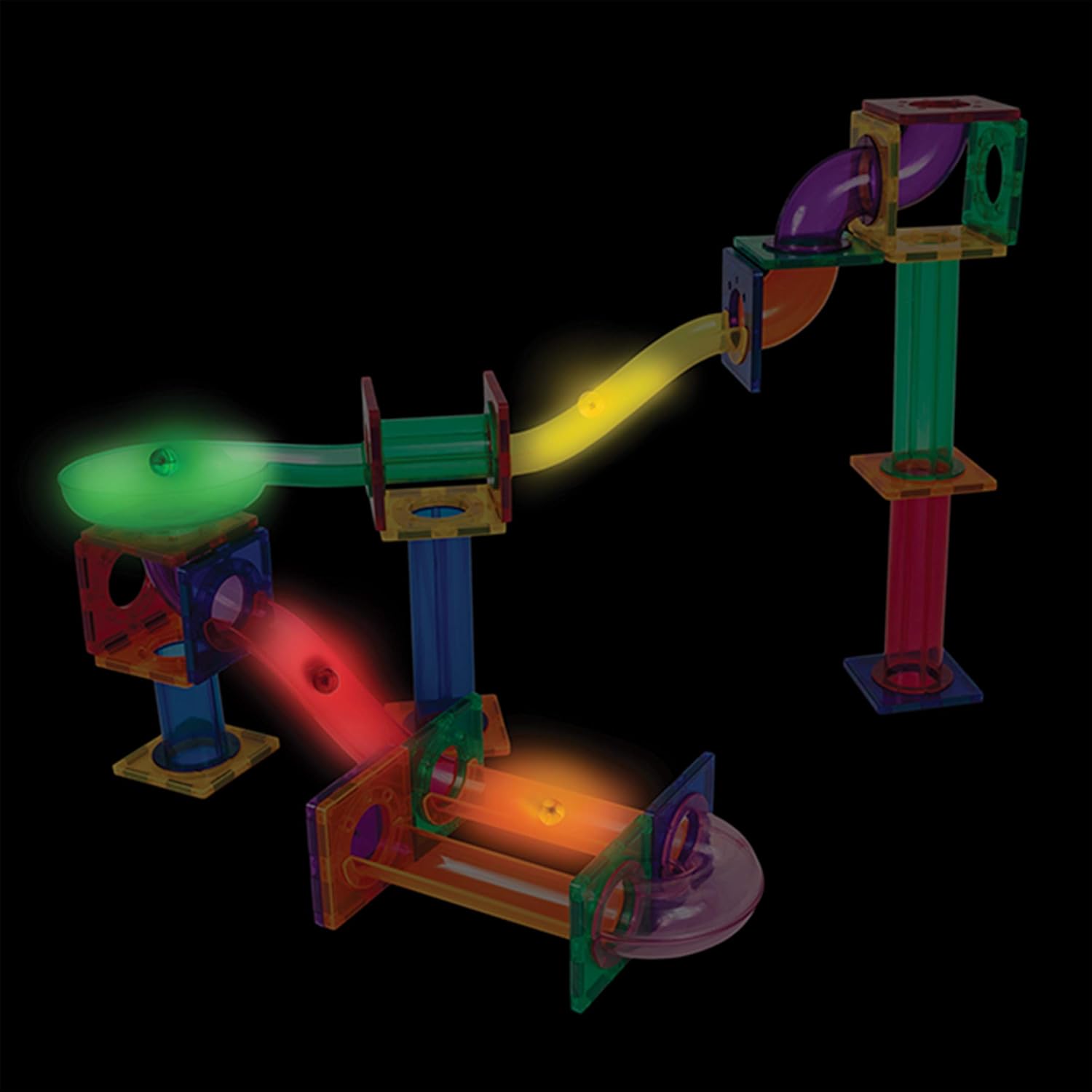 imagePicassoTiles Motion Activated Marbles 8pc LED LightUp Glow in The Dark Translucent Balls for Marble Run Race Racetrack Maze Magnetic Construction Magnet Tiles Building Block STEM Education Kids Toys8pc LED LightUp Glow