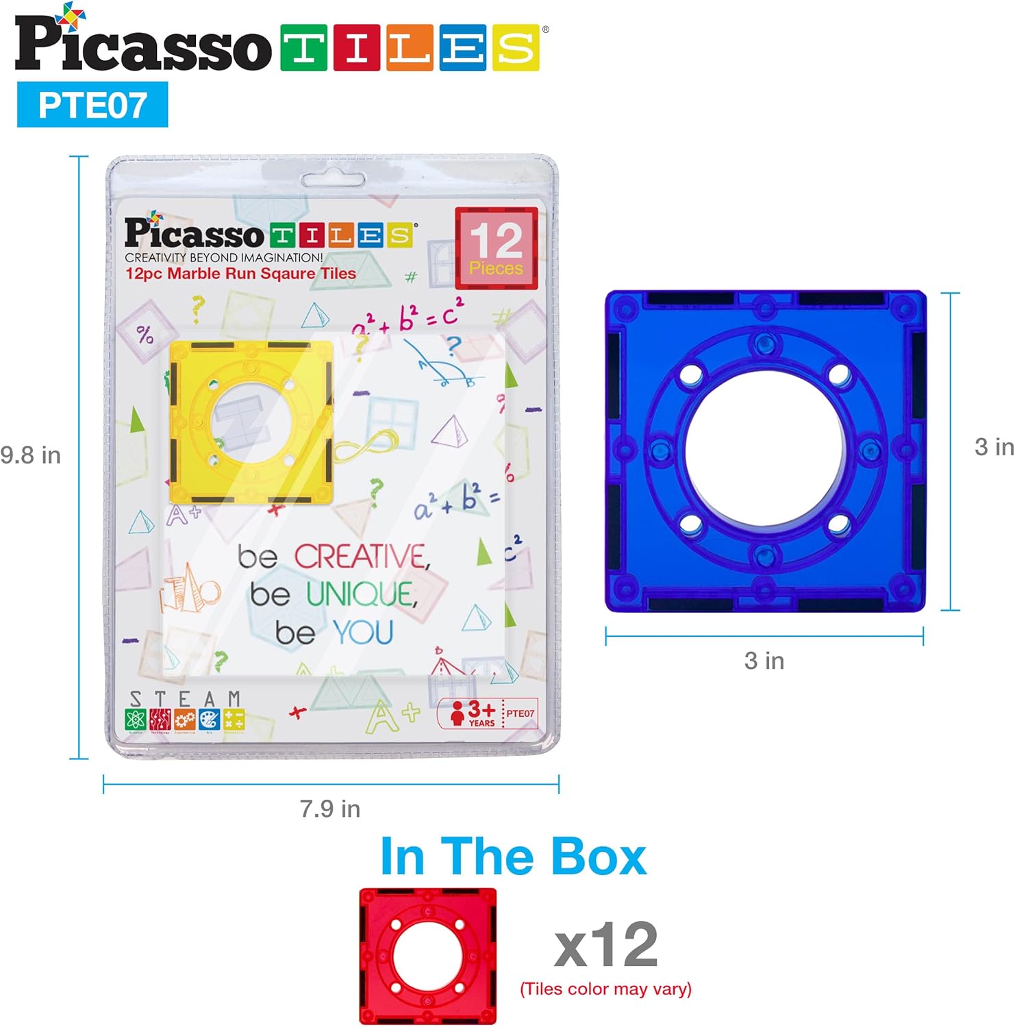 imagePicassoTiles Motion Activated Marbles 8pc LED LightUp Glow in The Dark Translucent Balls for Marble Run Race Racetrack Maze Magnetic Construction Magnet Tiles Building Block STEM Education Kids Toys12Pc Joint