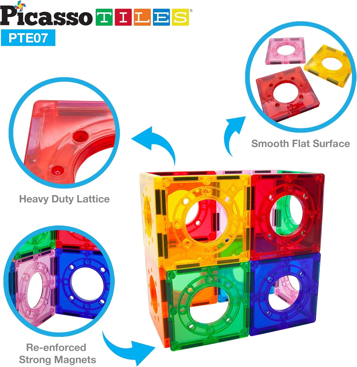 imagePicassoTiles Motion Activated Marbles 8pc LED LightUp Glow in The Dark Translucent Balls for Marble Run Race Racetrack Maze Magnetic Construction Magnet Tiles Building Block STEM Education Kids Toys12Pc Joint