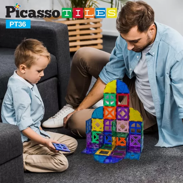 imagePicassoTiles Magnetic Building Block Rocket Booster Theme Set Magnet Construction Toy Educational Kit Engineering STEM Learning Playset Child Brain Development Stacking Blocks Playboard PT32Quarter Round and Window