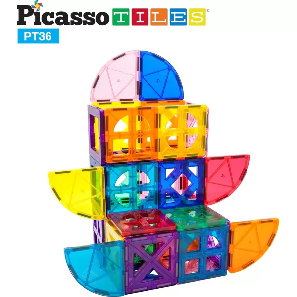 imagePicassoTiles Magnetic Building Block Rocket Booster Theme Set Magnet Construction Toy Educational Kit Engineering STEM Learning Playset Child Brain Development Stacking Blocks Playboard PT32Quarter Round and Window