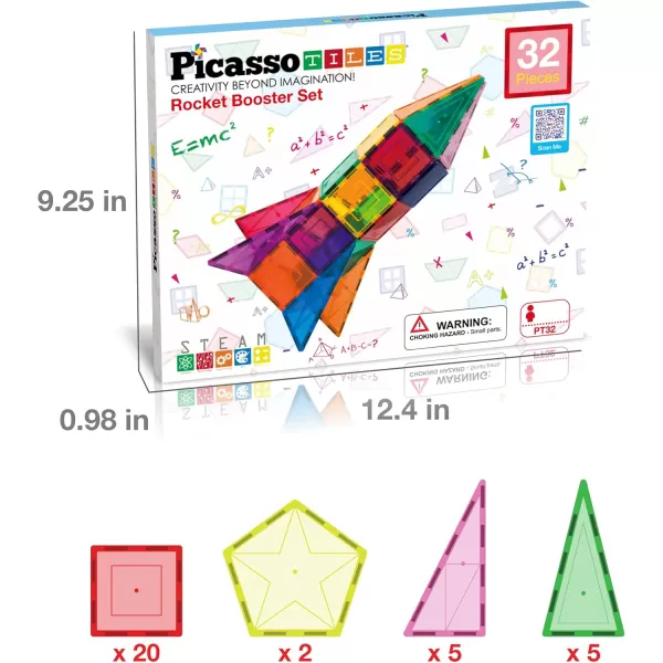imagePicassoTiles Magnetic Building Block Rocket Booster Theme Set Magnet Construction Toy Educational Kit Engineering STEM Learning Playset Child Brain Development Stacking Blocks Playboard PT32Rocket Booste