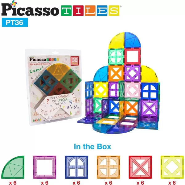 imagePicassoTiles Magnetic Building Block Rocket Booster Theme Set Magnet Construction Toy Educational Kit Engineering STEM Learning Playset Child Brain Development Stacking Blocks Playboard PT32Quarter Round and Window