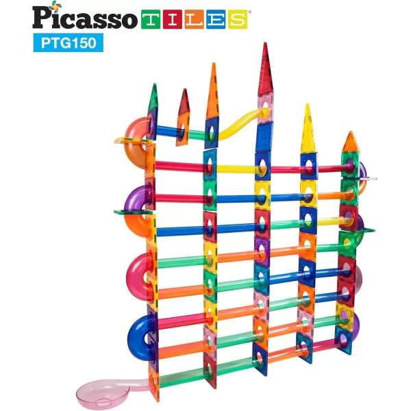 imagePicassoTiles Marble Run Magnetic Tile Race Track Toy Play Set STEM Building ampamp Learning Early Educational Child Magnet Construction Block Creative Kit Boys ampamp Girls Age 3 Years Old Toys PTG40150 Piece