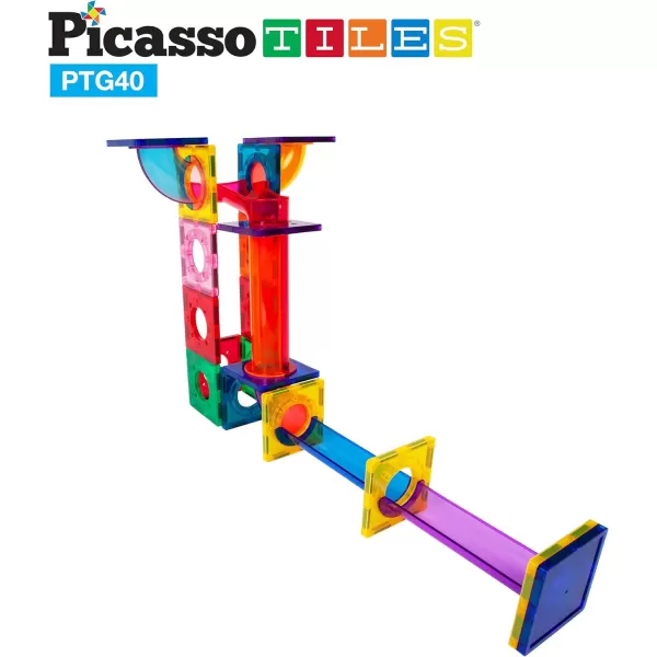 imagePicassoTiles Marble Run Magnetic Tile Race Track Toy Play Set STEM Building ampamp Learning Early Educational Child Magnet Construction Block Creative Kit Boys ampamp Girls Age 3 Years Old Toys PTG4040 Piece