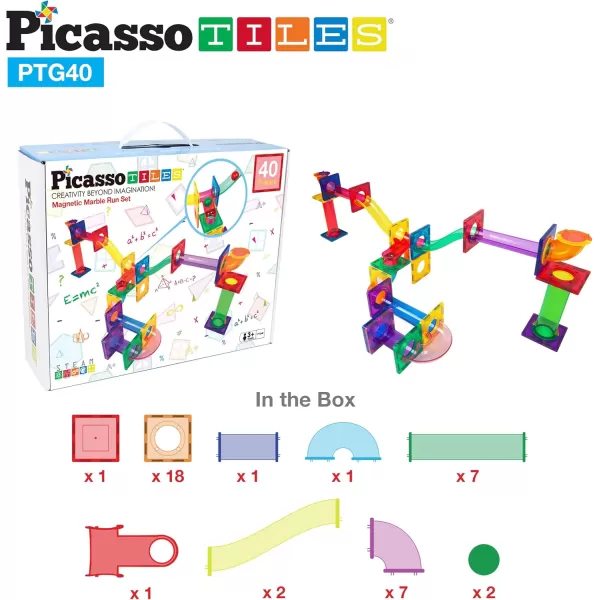 imagePicassoTiles Marble Run Magnetic Tile Race Track Toy Play Set STEM Building ampamp Learning Early Educational Child Magnet Construction Block Creative Kit Boys ampamp Girls Age 3 Years Old Toys PTG4040 Piece
