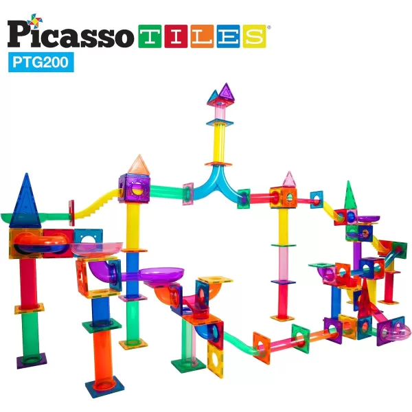 imagePicassoTiles Marble Run Magnetic Tile Race Track Toy Play Set STEM Building ampamp Learning Early Educational Child Magnet Construction Block Creative Kit Boys ampamp Girls Age 3 Years Old Toys PTG40200 Piece