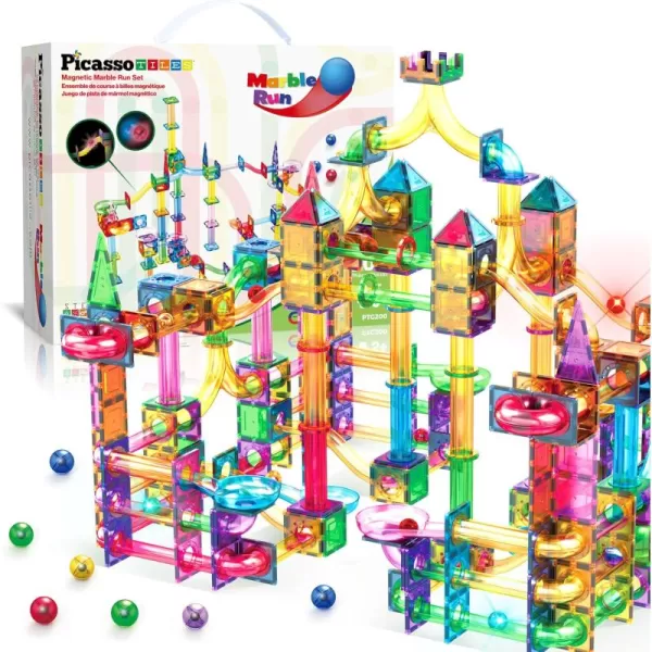 imagePicassoTiles Marble Run Magnetic Tile Race Track Toy Play Set STEM Building ampamp Learning Early Educational Child Magnet Construction Block Creative Kit Boys ampamp Girls Age 3 Years Old Toys PTG40200 Piece