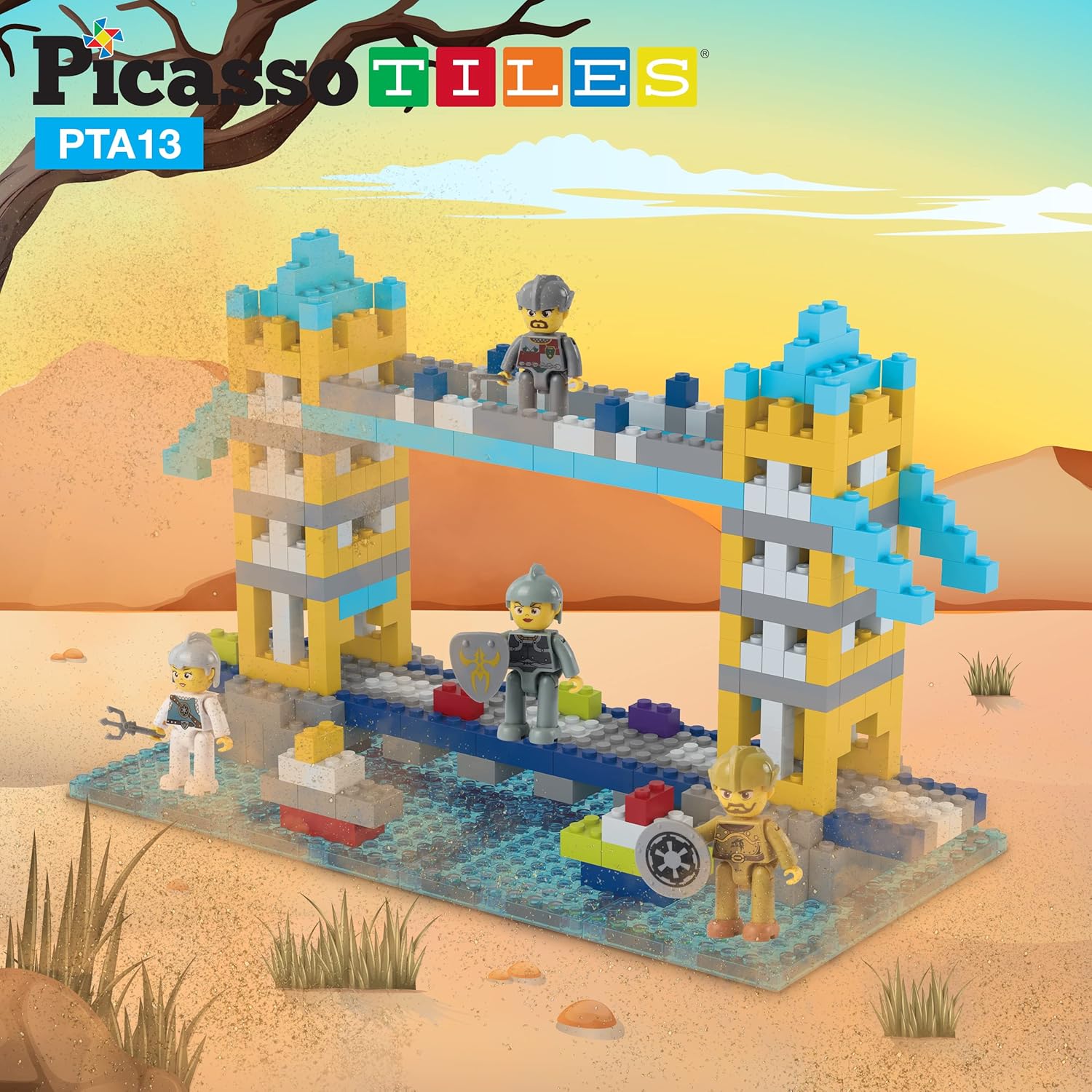 imagePicasso Toys Magnetic Action Figures Medieval King and Knights Character for Building Blocks Tiles Construction Toddler Toy Set Magnets Expansion Pack Educational STEM Pretend Playset PTA13