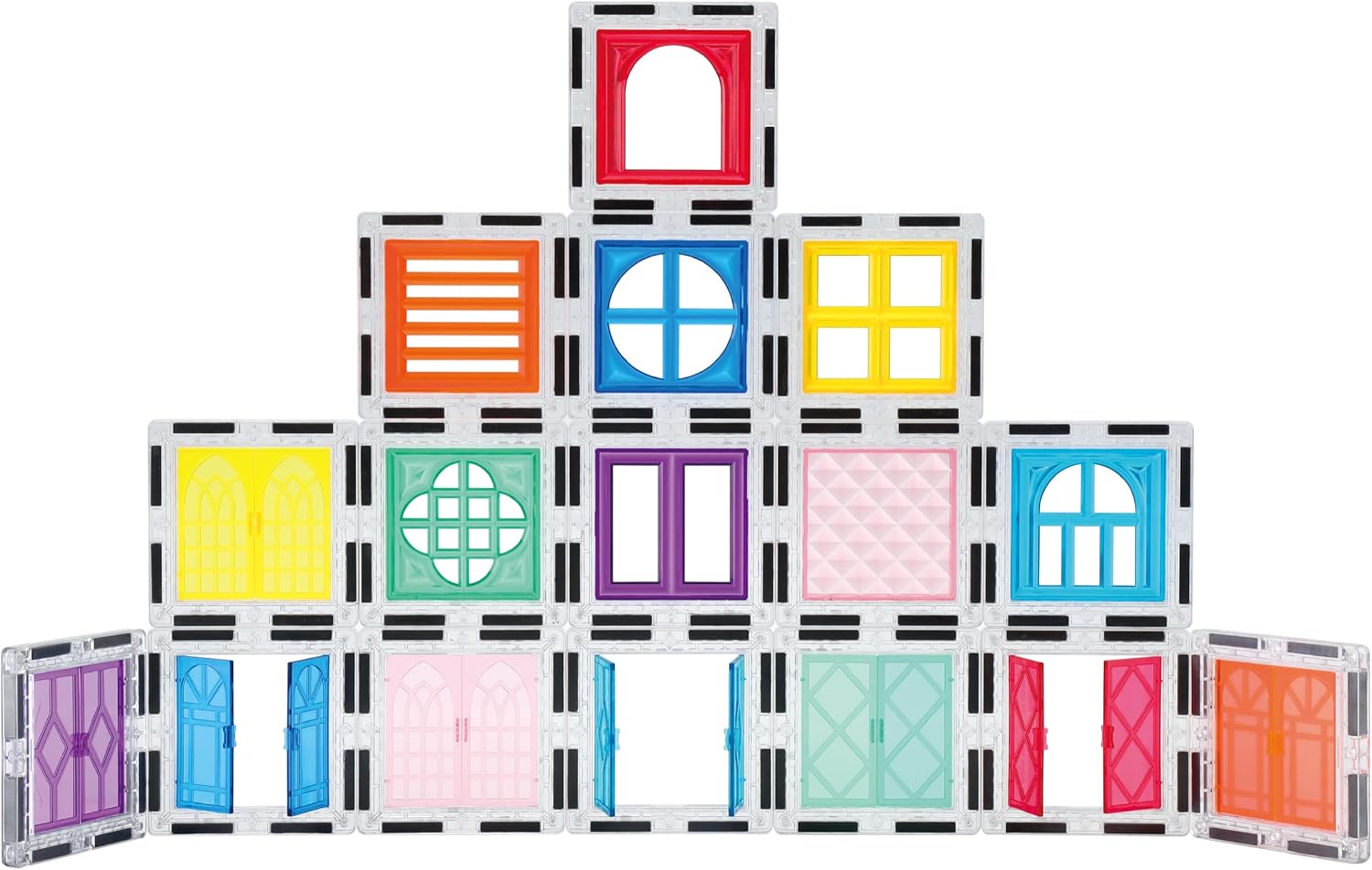 imagePicassoTiles 100PC Magnet Tiles  40PC Clipin Windows ampamp Doors Building Bundle STEAM Educational Playset for Creative Fun and Learning Construction Play Engineering Project Toy Gift Idea for Kids