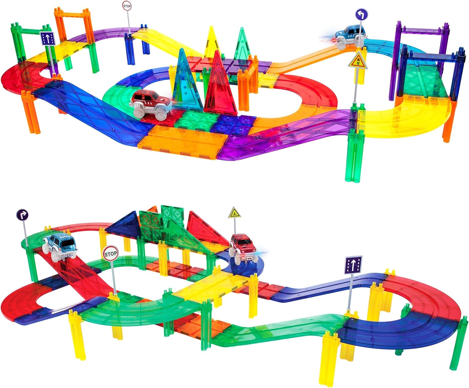 imagePicassoTiles 50PC Magnetic Race Car Track  Carry Case Bundle STEAM Educational Playset for Kids Includes Travel Storage Organizer  Learning Construction Toy Creative Design Sensory Development