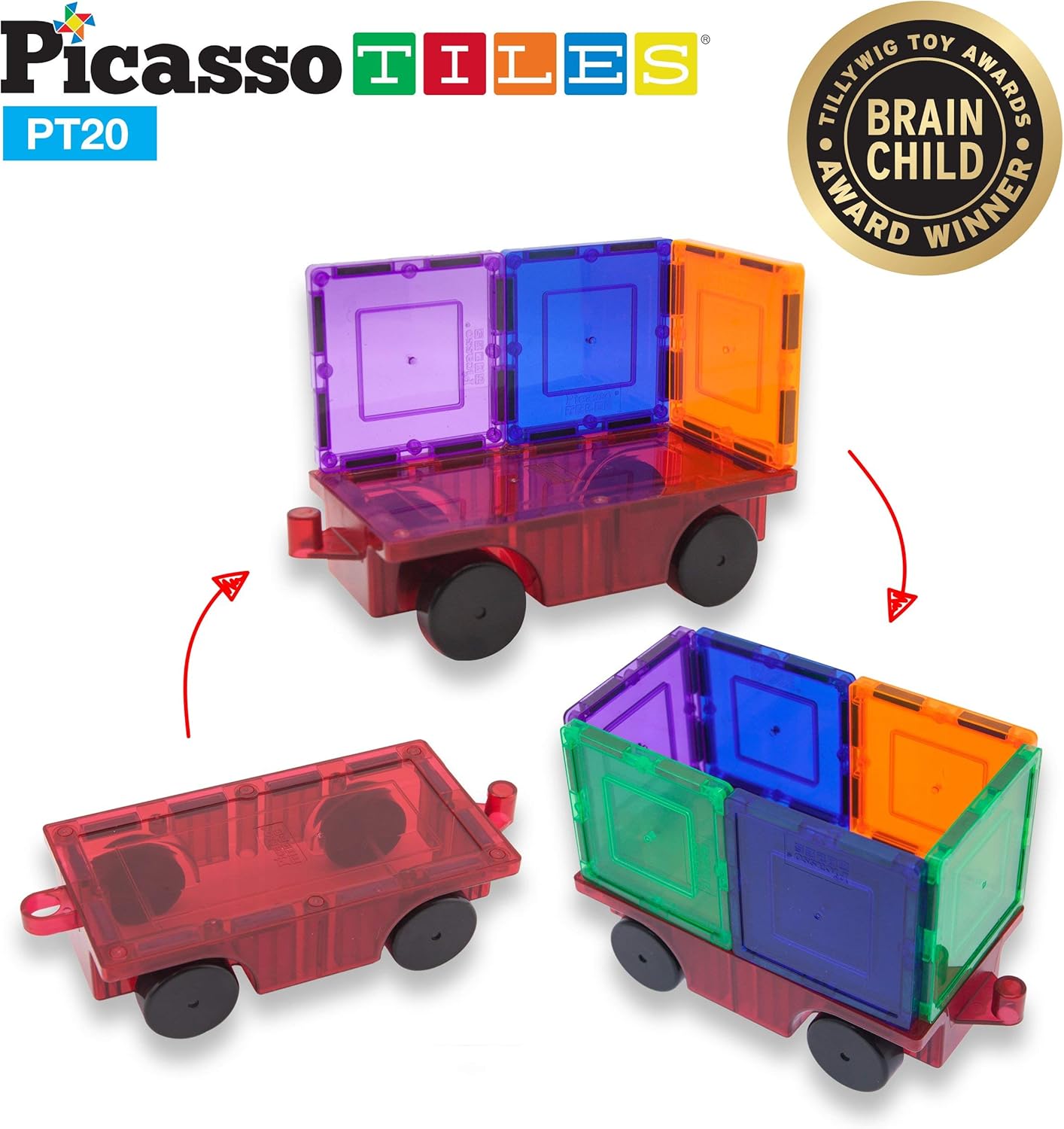 imagePicassoTiles 60PC Magnet Tiles  2 Cars  4 Family People Action Figures Expansion Bundle STEAM Educational Playset for Creative Fun and Learning Construction Play Pretend Play Toy for Kids