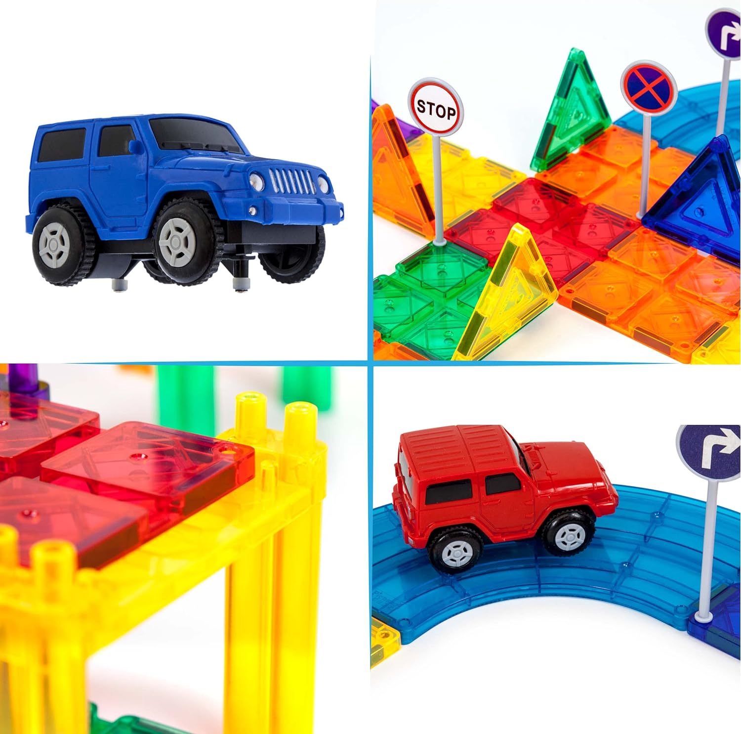 imagePicassoTiles 60PC Magnet Tiles  30PC Race Car Track Fun ampamp Creative Playset Bundle STEAM Learning Enhance Construction Skills HandEye Coordination and Fine Motor Skills Gift for Boys and Girls