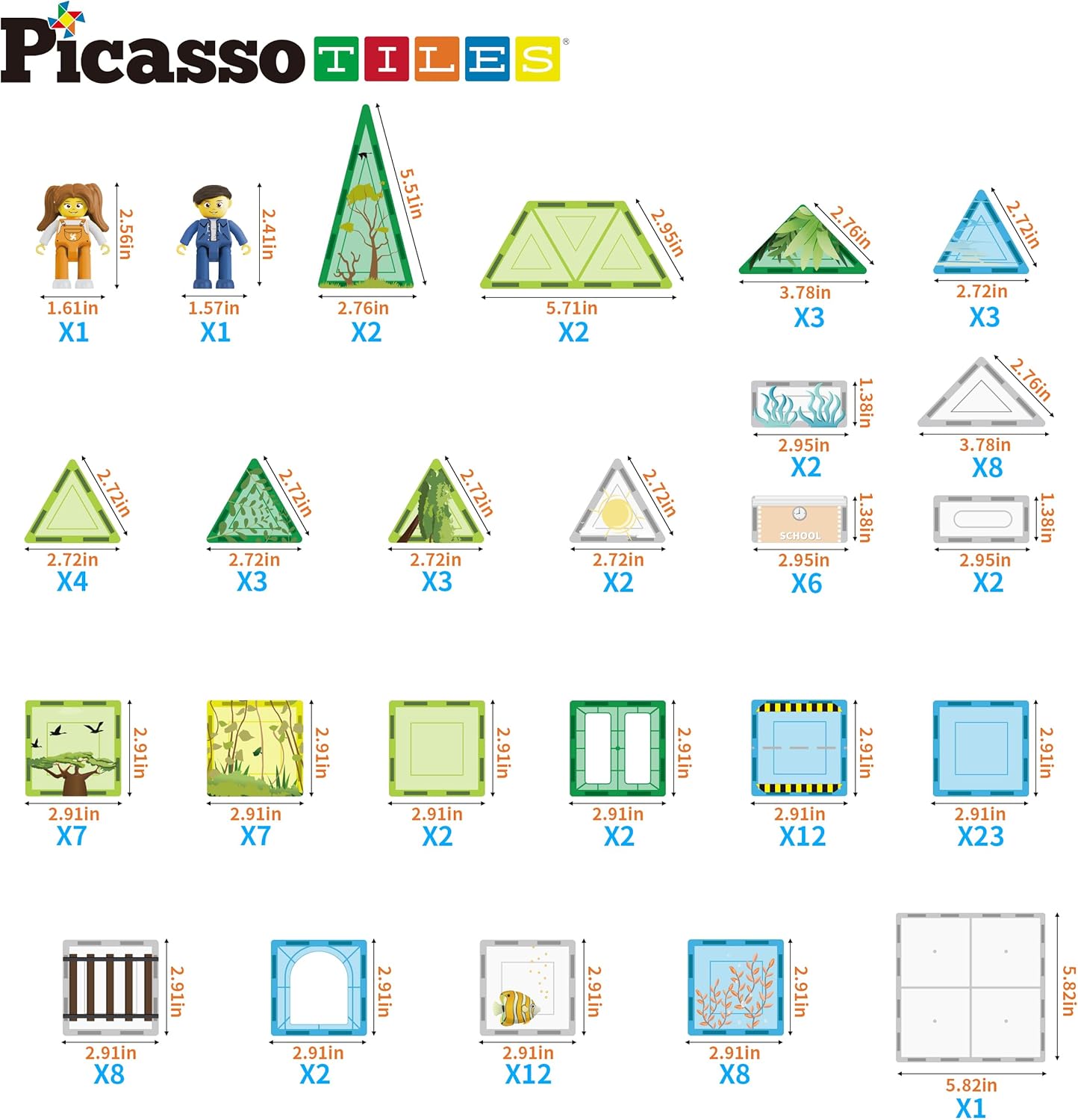 imagePicassoTiles 700 piece Marble Run Magnetic Tiles and Brick Combo Magnet Tile Building Blocks Construction Toddlers Toys Set with Storage Bin ampamp Ideabook Character Action Figures STEM Kids Ages 3 PB700150pc 3in1