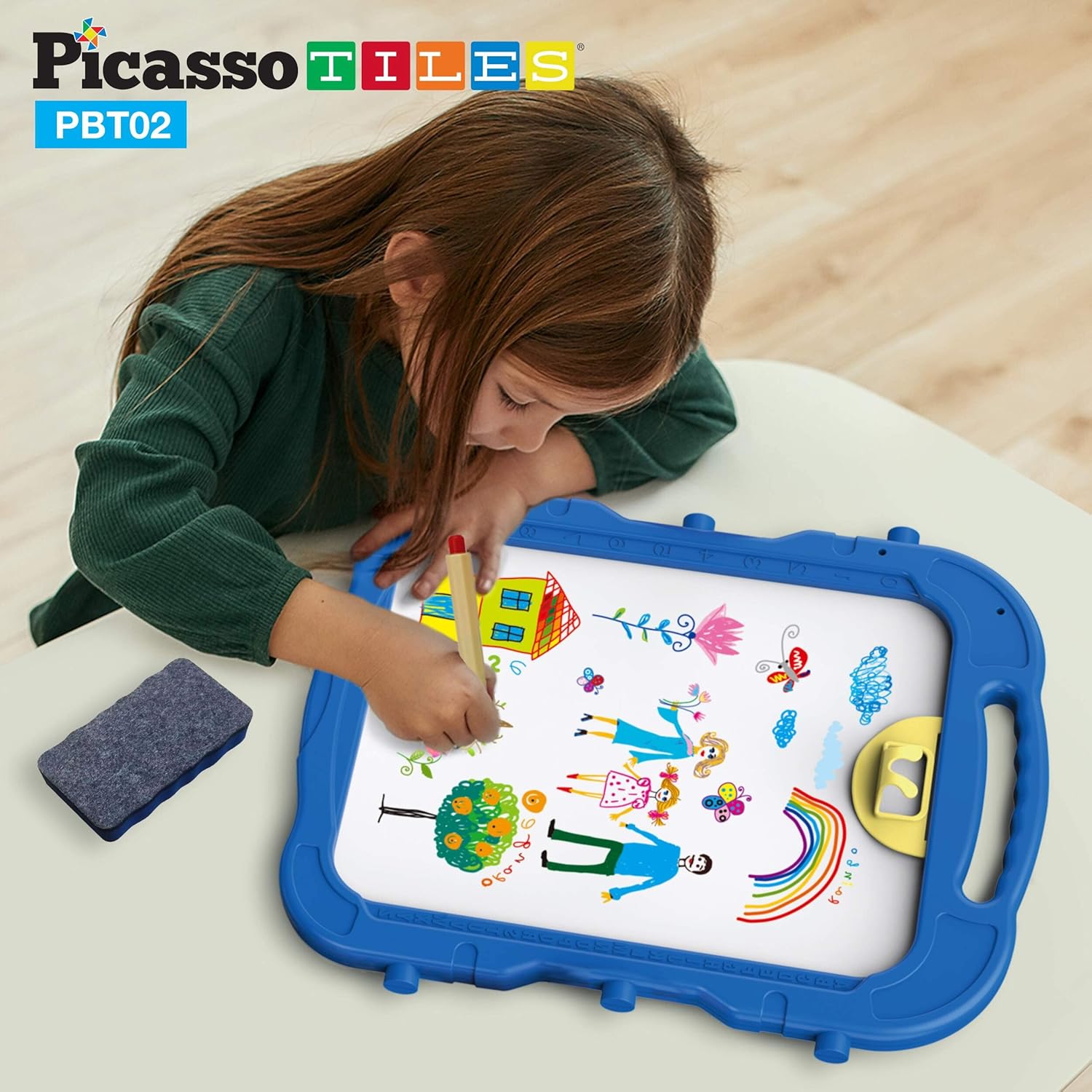 imagePicassoTiles Allinone Kids Art Easel Drawing Board Chalkboard ampamp Whiteboard with Art Accessories Toddler Toys Children Learning Tools  Gift for Age 3 to 8 Years Old Kids Boys Girls PBT02