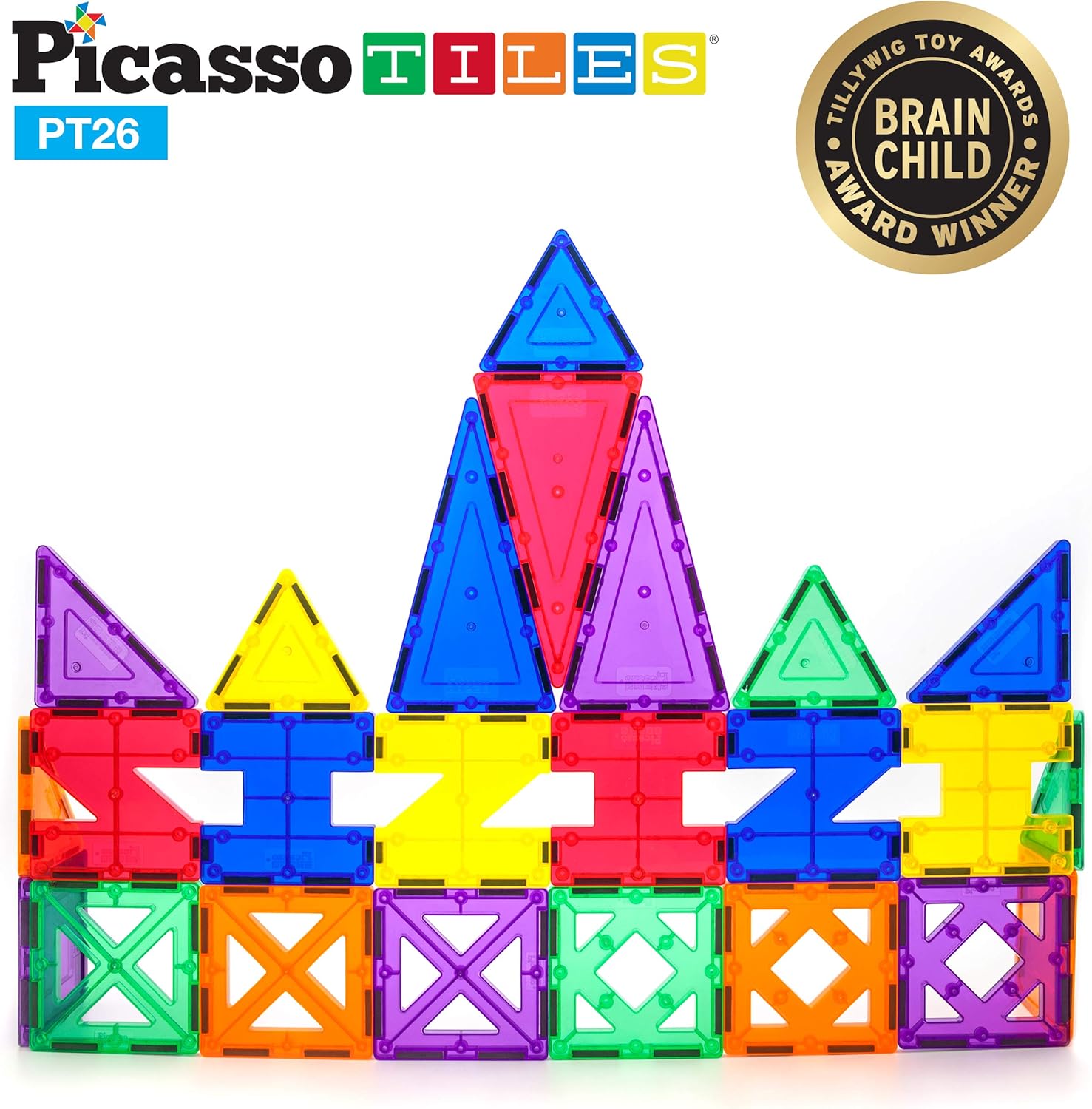imagePicassoTiles Building Blocks Inspirational Kit 3D Building Construction Toys Clear Magnetic Stacking Set STEM Playboards Magnet Felt Tiles Novelty Games Creativity Beyond Imagination