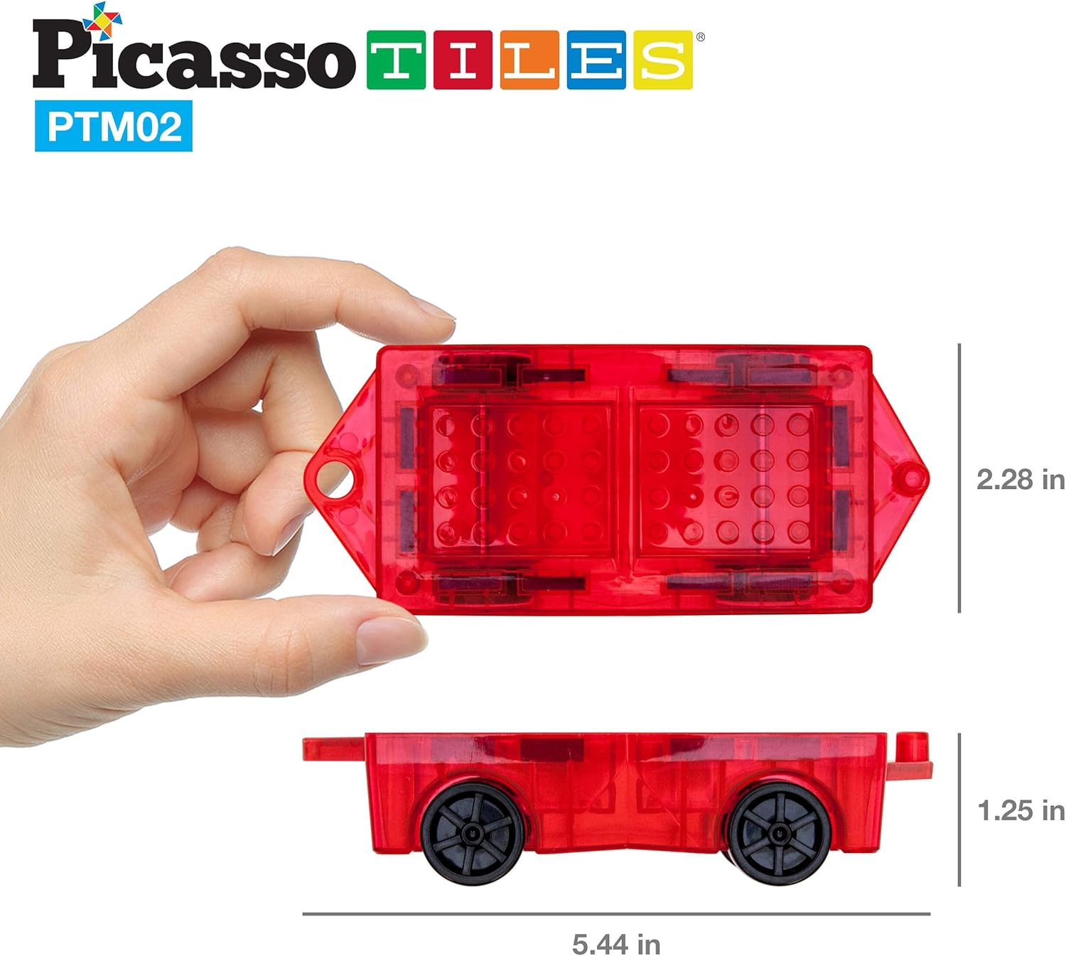 imagePicassoTiles Family Action Figures  2PC Magnetic Car Truck Set Expansion Pack Educational Addon STEM Learning Kit Toddler Construction Mini Magnet Tiles Building Blocks Addons Playset Development