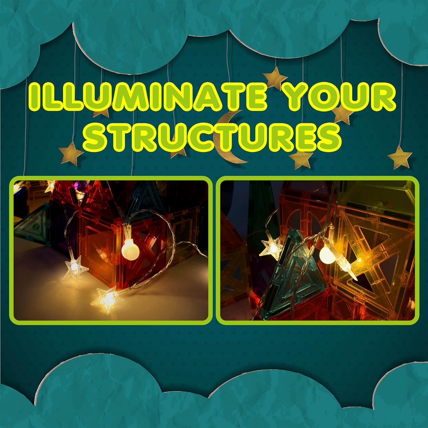 imagePicassoTiles Kids Toy Building Block Set Glow in The Dark Children Construction Kit Magnet Tiles Magnetic STEM Interlocking Playboard Educational Learning Stacking Blocks Child Brain Development PT60Night Lighting