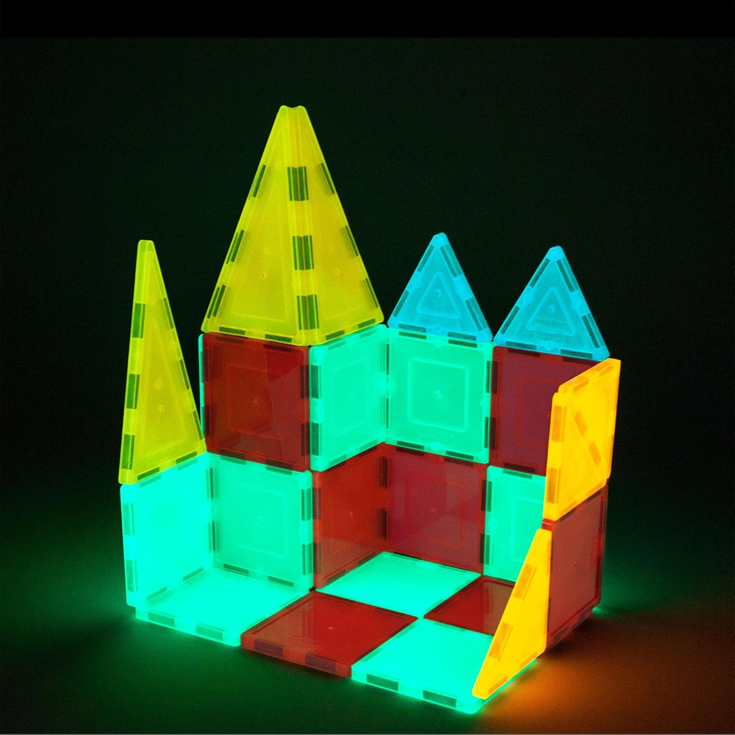 imagePicassoTiles Kids Toy Building Block Set Glow in The Dark Children Construction Kit Magnet Tiles Magnetic STEM Interlocking Playboard Educational Learning Stacking Blocks Child Brain Development PT60Glow in The Dark