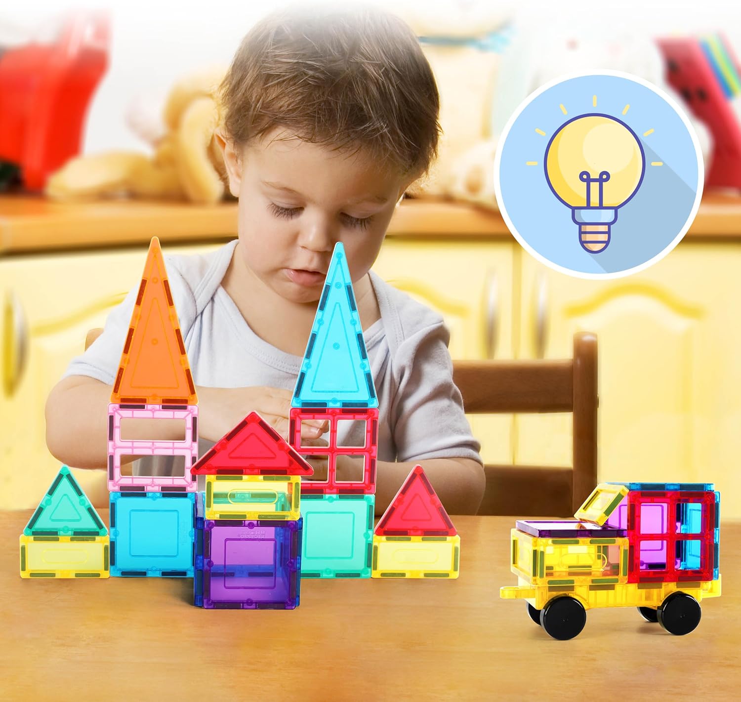 imagePicassoTiles Magnet Tile Building Blocks with Car Base Drawstring Storage Travel Bag Carry Case Magnetic Tiles Construction Toy STEM Learning Educational Kit Sensory Playset Preschool Kids 3 PC61Travel Bag Carry Case