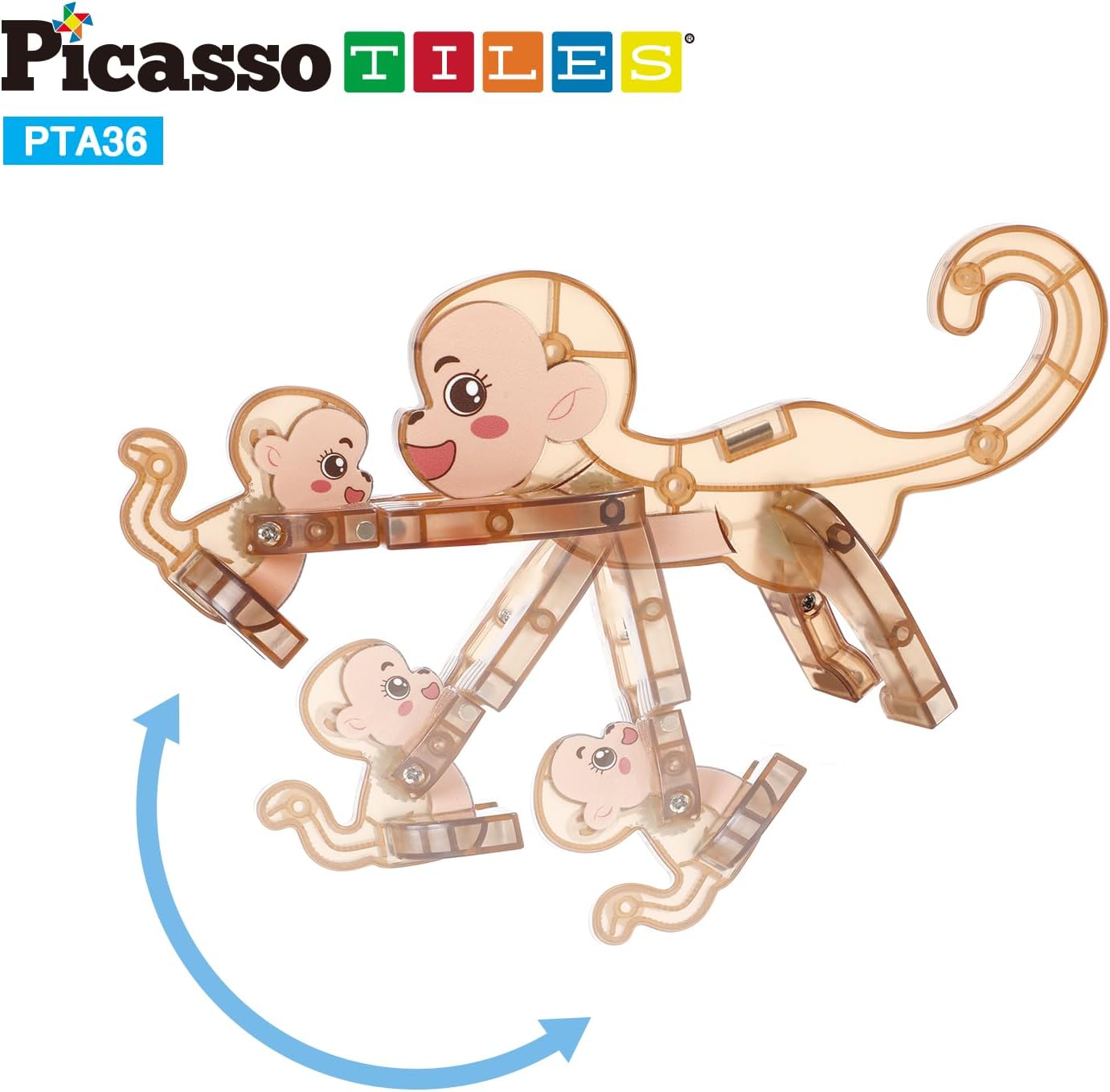 imagePicassoTiles Magnetic Build a Panda ampamp Monkey Set Magnet Tile Blocks Addon Expansion Pack with Panda Cub Monkey ampamp Baby Monkey Preschool Learning Educational Toddler Sensory Pretend Play Toy Ages 3