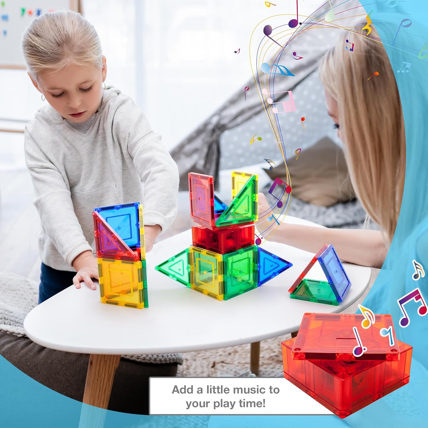 imagePicassoTiles Music Box Magnet Tile Building Block Musical Mechanism Piano Magnetic Tiles Blocks Construction Toy Set STEM Learning Education Kit Playset Boys Girls Toddlers Gift Kids Age 3 ampamp Up PTE20