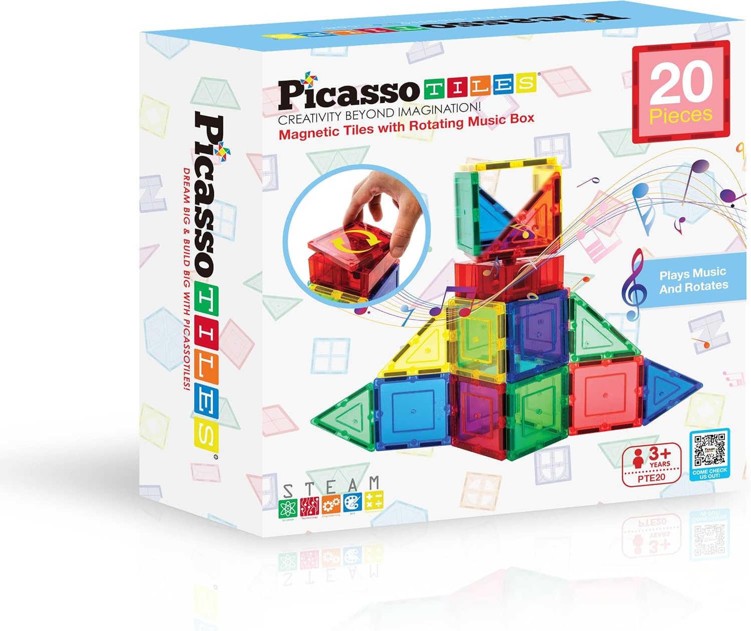 imagePicassoTiles Music Box Magnet Tile Building Block Musical Mechanism Piano Magnetic Tiles Blocks Construction Toy Set STEM Learning Education Kit Playset Boys Girls Toddlers Gift Kids Age 3 ampamp Up PTE20