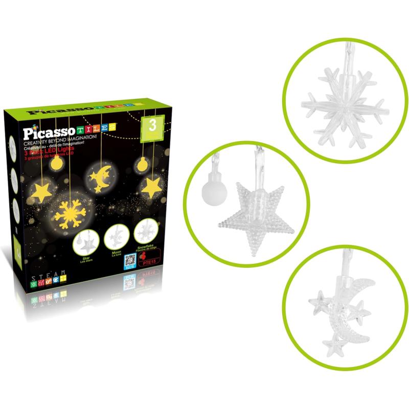 imagePicassoTiles Kids Toy Building Block Set Glow in The Dark Children Construction Kit Magnet Tiles Magnetic STEM Interlocking Playboard Educational Learning Stacking Blocks Child Brain Development PT60Night Lighting