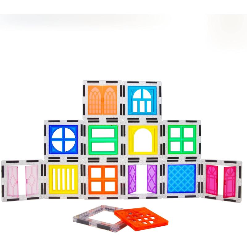 imagePicassoTiles Window and Door Clip On Magnetic Blocks Magnet Tiles Magnets Building Tile Construction Toy Set STEM Education Toys Learning Kit Stacking Block Playset Boys ampamp Girls Age 3 PT30