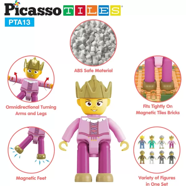 imagePicasso Toys Magnetic Action Figures Medieval King and Knights Character for Building Blocks Tiles Construction Toddler Toy Set Magnets Expansion Pack Educational STEM Pretend Playset PTA13
