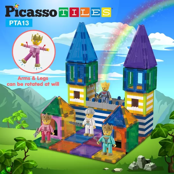 imagePicasso Toys Magnetic Action Figures Medieval King and Knights Character for Building Blocks Tiles Construction Toddler Toy Set Magnets Expansion Pack Educational STEM Pretend Playset PTA13