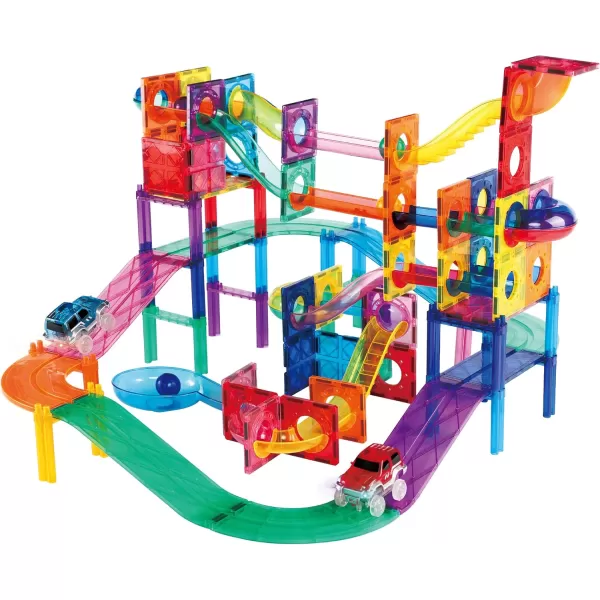 imagePicassoTiles 108PC Marble Run Magnetic Race Track  60PC Magnet Tiles STEAM Educational Playset for Creative Fun and Learning Construction Play Engineering Project Toy Gift Idea for Kids Ages 3