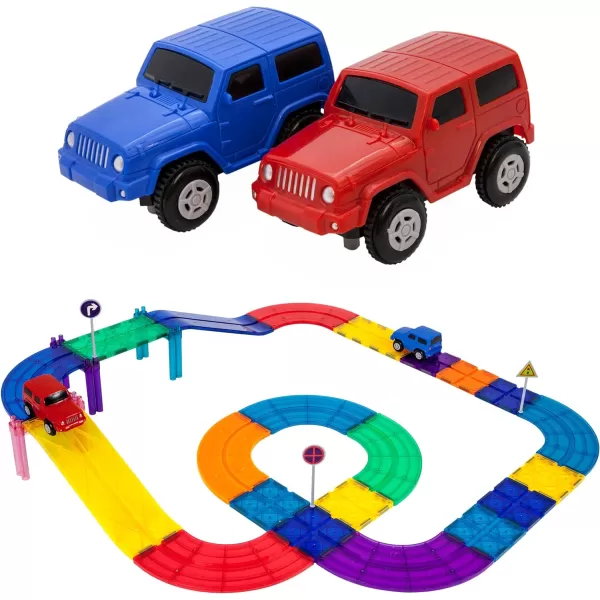 imagePicassoTiles 60PC Magnet Tiles  30PC Race Car Track Fun ampamp Creative Playset Bundle STEAM Learning Enhance Construction Skills HandEye Coordination and Fine Motor Skills Gift for Boys and Girls