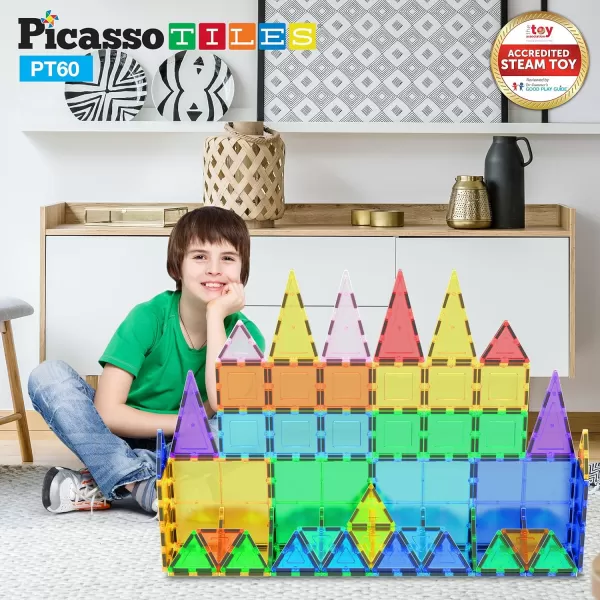 imagePicassoTiles 60PC Magnet Tiles  30PC Race Car Track Fun ampamp Creative Playset Bundle STEAM Learning Enhance Construction Skills HandEye Coordination and Fine Motor Skills Gift for Boys and Girls