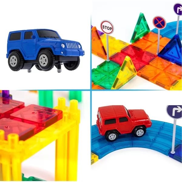 imagePicassoTiles 60PC Magnet Tiles  30PC Race Car Track Fun ampamp Creative Playset Bundle STEAM Learning Enhance Construction Skills HandEye Coordination and Fine Motor Skills Gift for Boys and Girls