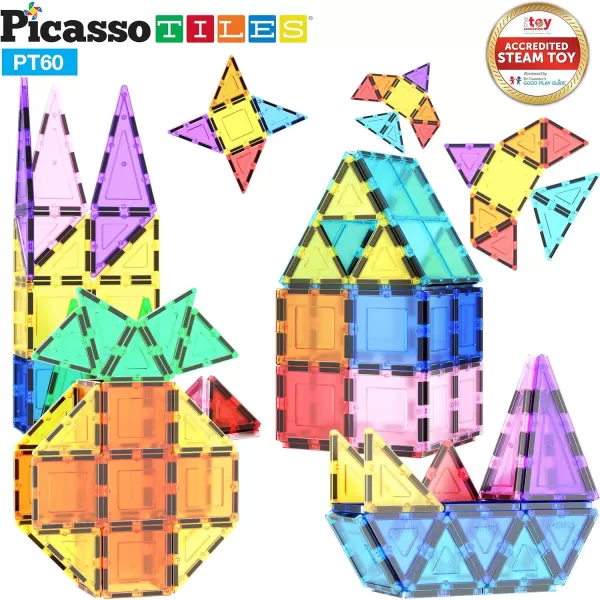 imagePicassoTiles 60PC Magnet Tiles  42PC Clipin Windows ampamp Doors Building Bundle STEAM Educational Playset for Creative Fun and Learning Construction Play Design Art Project Toy Gift Idea for Kids