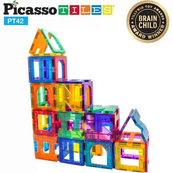 imagePicassoTiles 60PC Magnet Tiles  42PC Clipin Windows ampamp Doors Building Bundle STEAM Educational Playset for Creative Fun and Learning Construction Play Design Art Project Toy Gift Idea for Kids