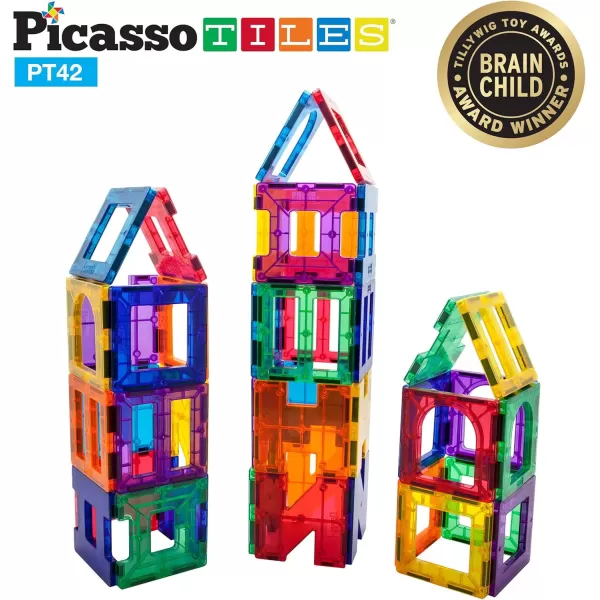 imagePicassoTiles 60PC Magnet Tiles  42PC Clipin Windows ampamp Doors Building Bundle STEAM Educational Playset for Creative Fun and Learning Construction Play Design Art Project Toy Gift Idea for Kids