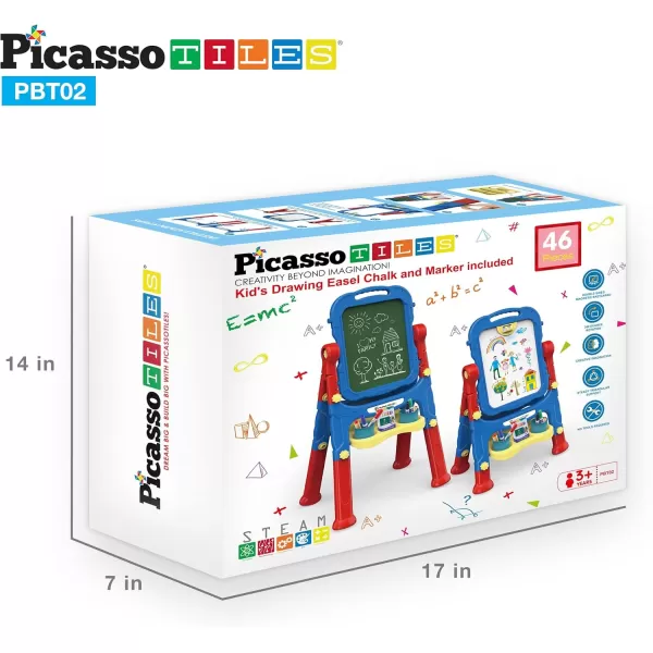 imagePicassoTiles Allinone Kids Art Easel Drawing Board Chalkboard ampamp Whiteboard with Art Accessories Toddler Toys Children Learning Tools  Gift for Age 3 to 8 Years Old Kids Boys Girls PBT02