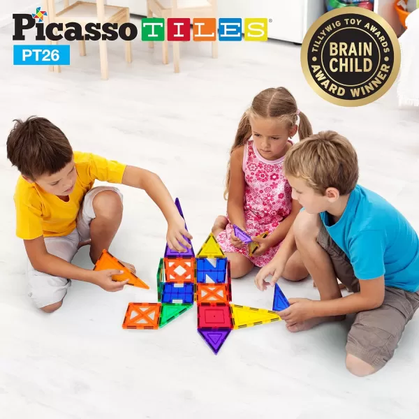 imagePicassoTiles Building Blocks Inspirational Kit 3D Building Construction Toys Clear Magnetic Stacking Set STEM Playboards Magnet Felt Tiles Novelty Games Creativity Beyond Imagination