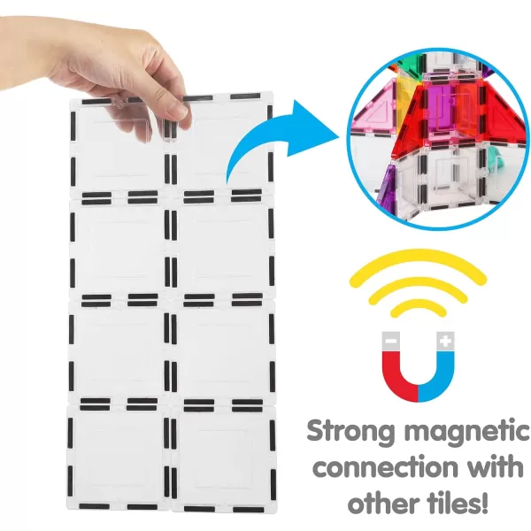 imagePicassoTiles Clear Transparent Magnetic Building Tiles Blocks Expansion Construction Set Magnets STEM Learning Kit Educational Toys Preschool Toddler Children Boys and Girls Ages 3 Years